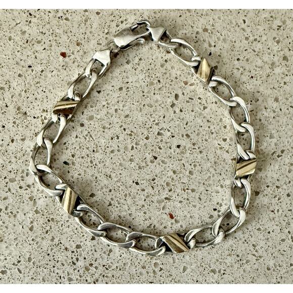 Tiffany & Co. Cuban Link Bracelet 18k Gold & 925 Sterling Silver 7.5″ Authentic - Picture 1 of 5